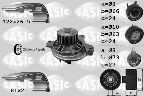 SASIC 3906052 Водяний насос + комплект зубчастого ременя