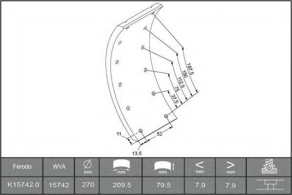 BERAL 1503008006015613 Комплект гальмівних черевиків, барабанні гальма