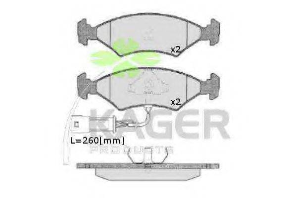 KAGER 350181 Комплект гальмівних колодок, дискове гальмо