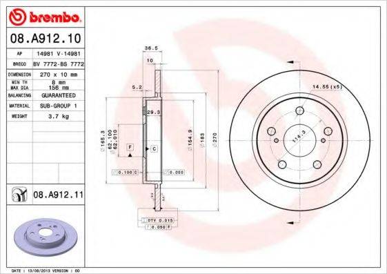 BRECO BS7772 гальмівний диск