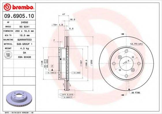 BRECO BS8241 гальмівний диск