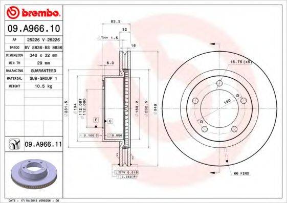 BRECO BS8836 гальмівний диск