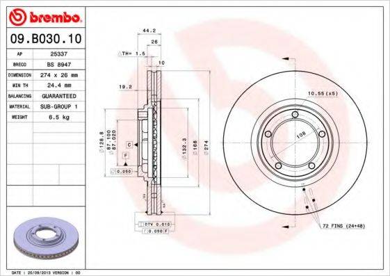 BRECO BS8947 гальмівний диск