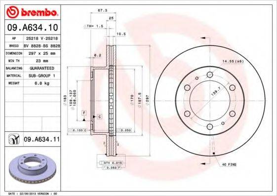 BRECO BV8828 гальмівний диск