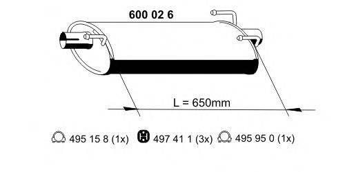 ERNST 600026 Середній глушник вихлопних газів