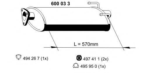 ERNST 600033 Середній глушник вихлопних газів