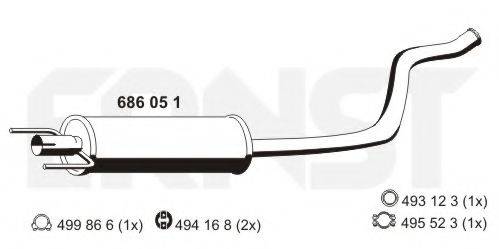 ERNST 686051 Середній глушник вихлопних газів