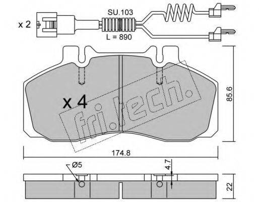 FRI.TECH. 2750W Комплект гальмівних колодок, дискове гальмо