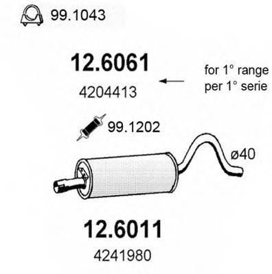 ASSO 126061 Середній глушник вихлопних газів