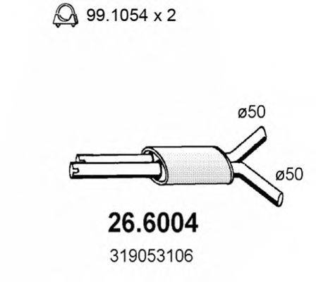 ASSO 266004 Середній глушник вихлопних газів