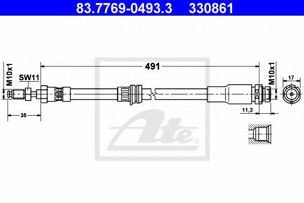 ATE 83776904933 Гальмівний шланг