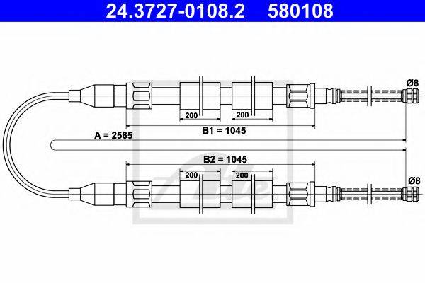 ATE 24372701082 Трос, стоянкова гальмівна система