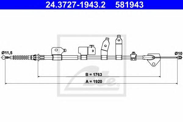 ATE 24372719432 Трос, стоянкова гальмівна система