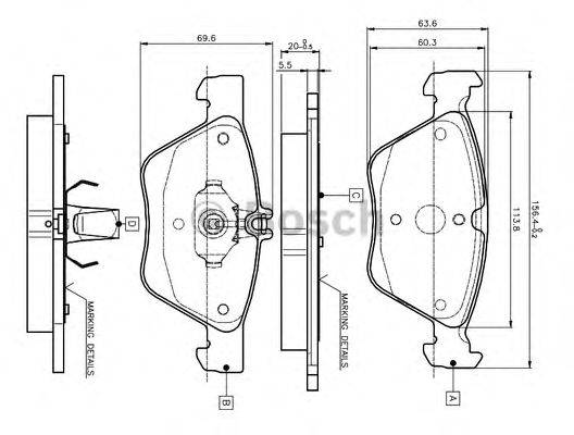 BOSCH 0986TB2034 Комплект гальмівних колодок, дискове гальмо