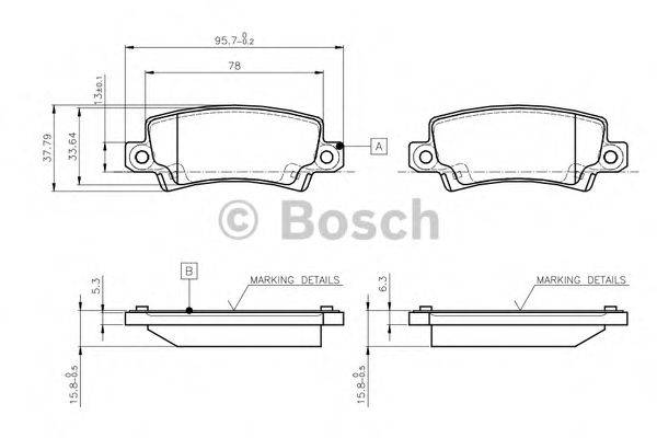 BOSCH 0986TB2416 Комплект гальмівних колодок, дискове гальмо