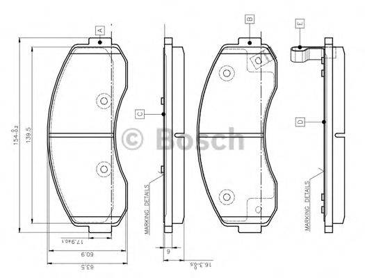 BOSCH 0986TB3045 Комплект гальмівних колодок, дискове гальмо