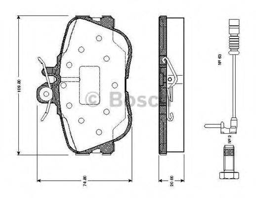 BOSCH 0986TB2024 Комплект гальмівних колодок, дискове гальмо