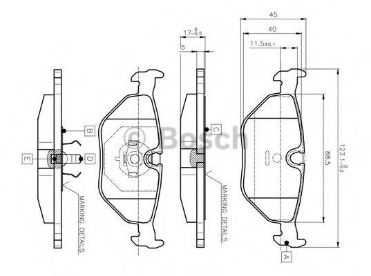 BOSCH 0986TB2143 Комплект гальмівних колодок, дискове гальмо