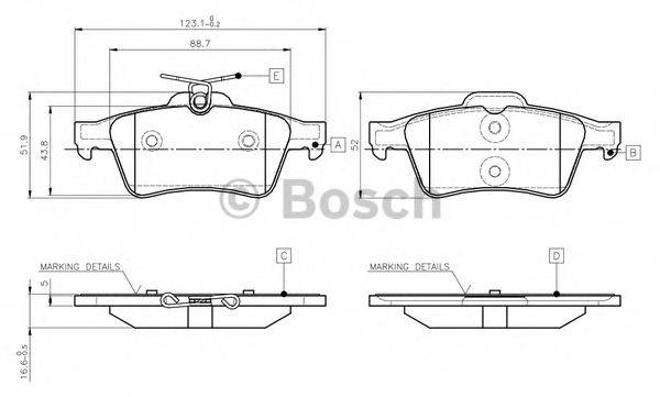 BOSCH 0986TB3028 Комплект гальмівних колодок, дискове гальмо