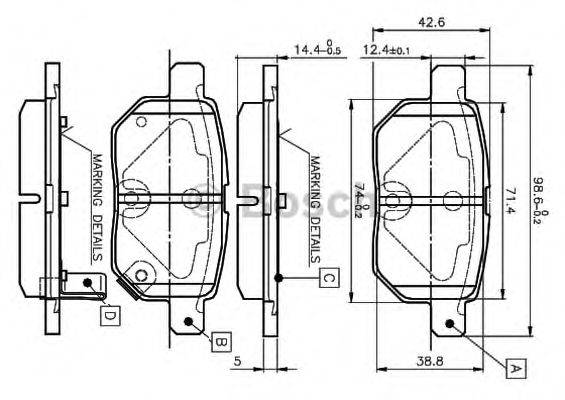 BOSCH 0986TB3071 Комплект гальмівних колодок, дискове гальмо