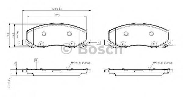 BOSCH 0986TB3108 Комплект гальмівних колодок, дискове гальмо