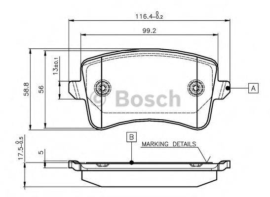 BOSCH 0986TB3123 Комплект гальмівних колодок, дискове гальмо