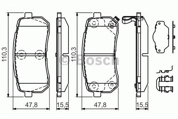 BOSCH 0986494608 Комплект гальмівних колодок, дискове гальмо