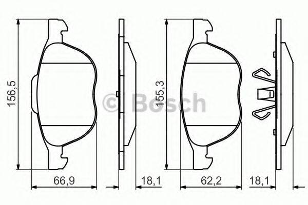 BOSCH 0986495215 Комплект гальмівних колодок, дискове гальмо