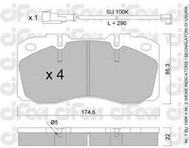 CIFAM 8222681K Комплект гальмівних колодок, дискове гальмо