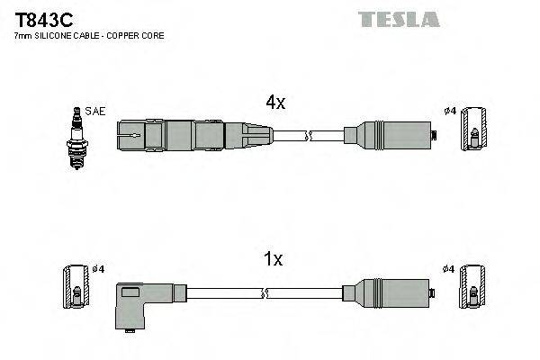 TESLA T843C Комплект дротів запалювання