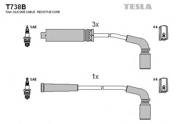 TESLA T738B Комплект дротів запалювання