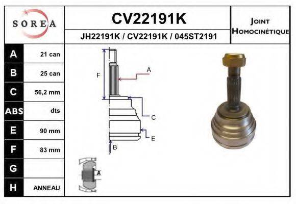 EAI CV22191K Шарнірний комплект, приводний вал