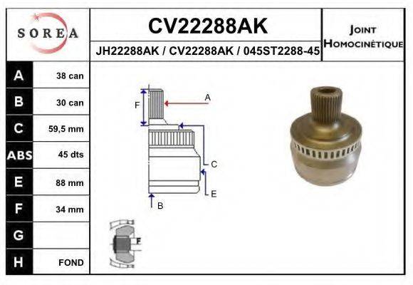 EAI CV22288AK Шарнірний комплект, приводний вал