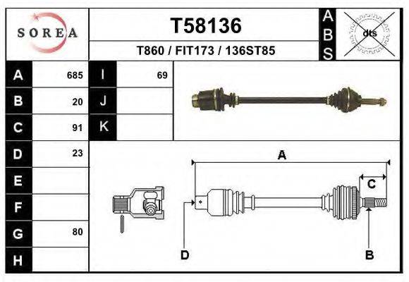 EAI T58136 Приводний вал