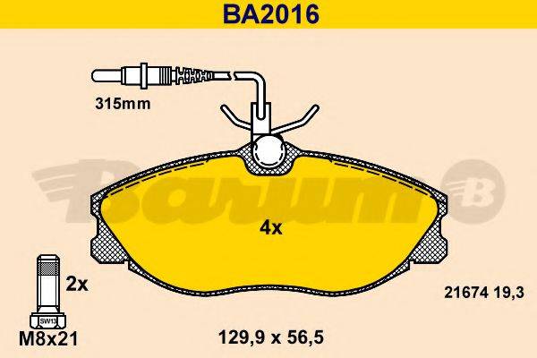 BARUM BA2016 Комплект гальмівних колодок, дискове гальмо