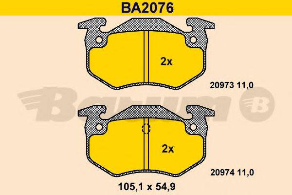 BARUM BA2076 Комплект гальмівних колодок, дискове гальмо