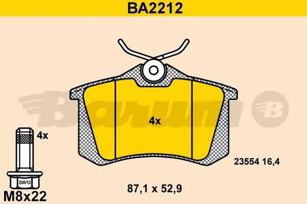 BARUM BA2212 Комплект гальмівних колодок, дискове гальмо