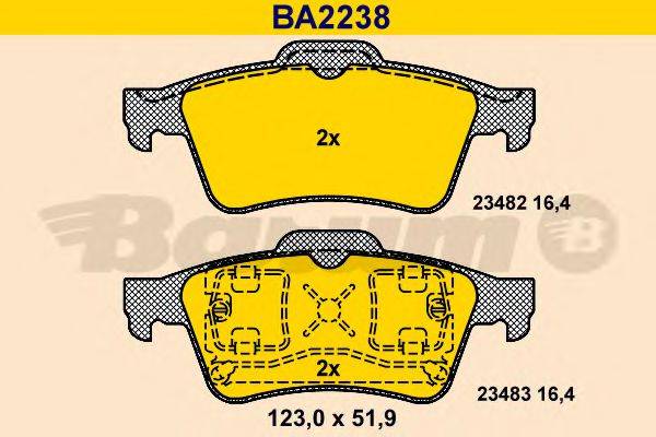 BARUM BA2238 Комплект гальмівних колодок, дискове гальмо