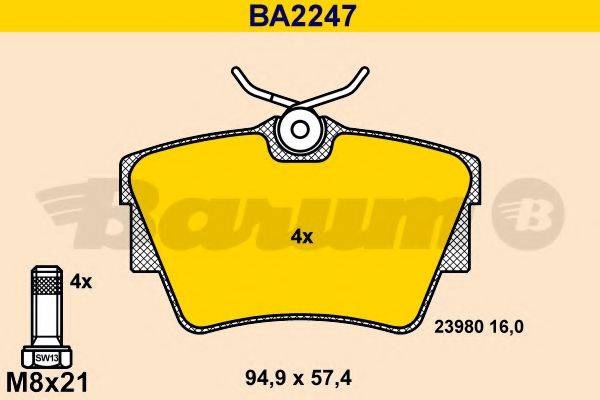 BARUM BA2247 Комплект гальмівних колодок, дискове гальмо