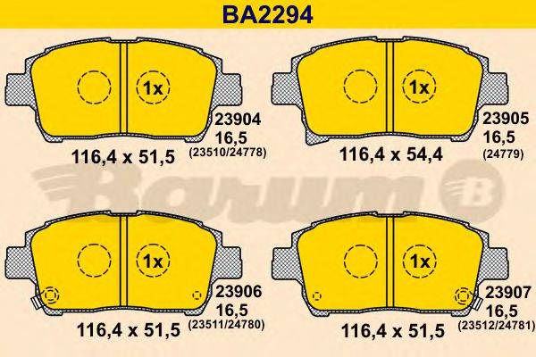 BARUM BA2294 Комплект гальмівних колодок, дискове гальмо