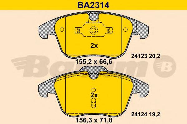 BARUM BA2314 Комплект гальмівних колодок, дискове гальмо