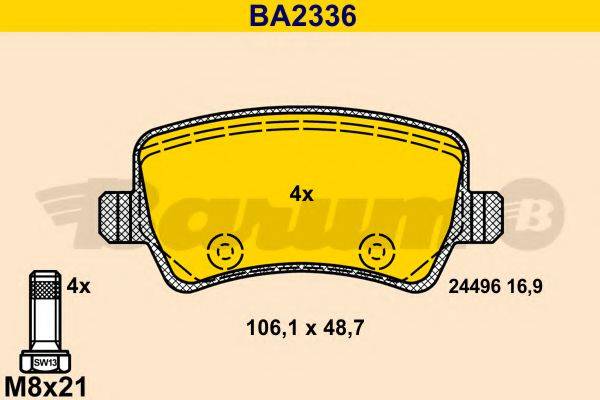 BARUM BA2336 Комплект гальмівних колодок, дискове гальмо