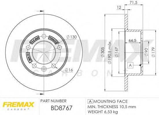 FREMAX BD8767 гальмівний диск