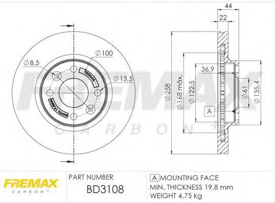 FREMAX BD3108 гальмівний диск