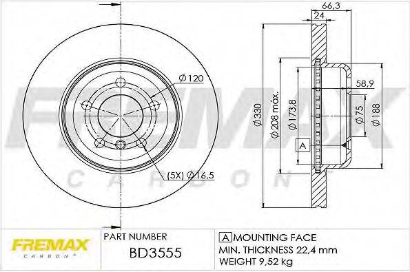 FREMAX BD3555 гальмівний диск