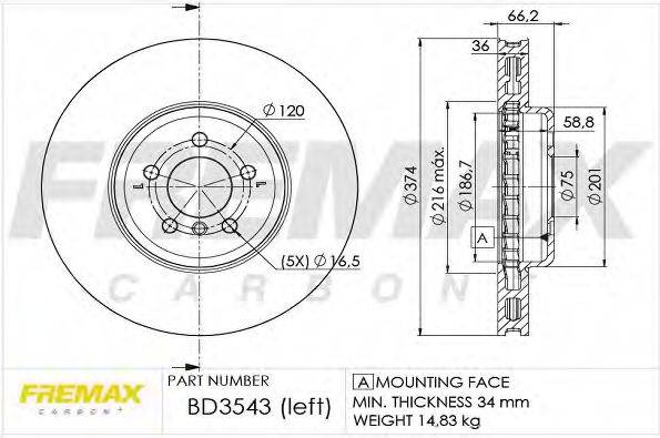 FREMAX BD3543 гальмівний диск