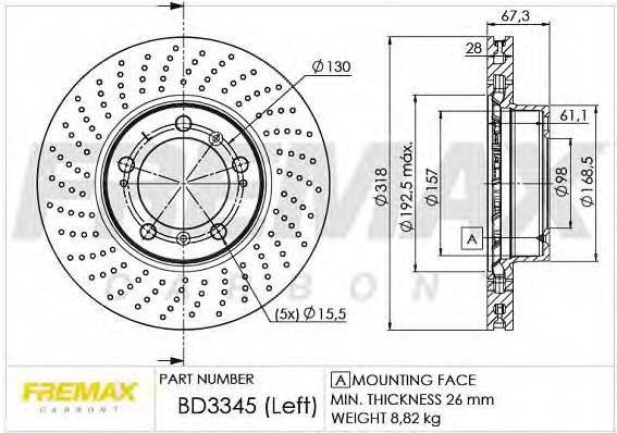 FREMAX BD3345 гальмівний диск