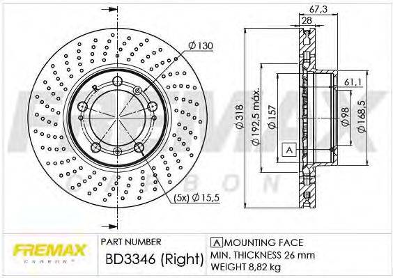 FREMAX BD3346 гальмівний диск