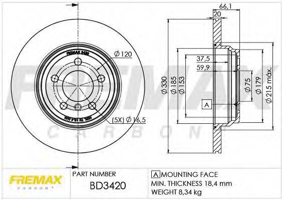 FREMAX BD3420 гальмівний диск