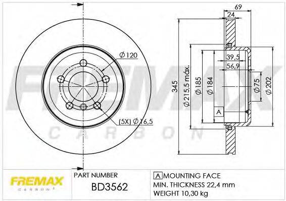 FREMAX BD3562 гальмівний диск